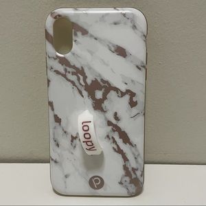 iPhone XR Loopy MAX Case Rose Gold Marble Metallic